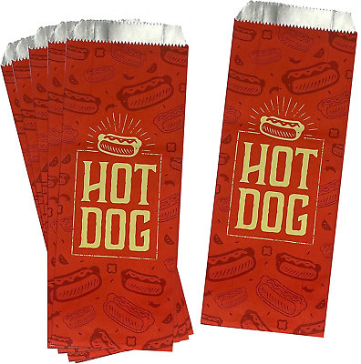 #ad Printed Foil Hot Dog Bags 50 Pack Silver Red by Outside the Box Papers $13.80