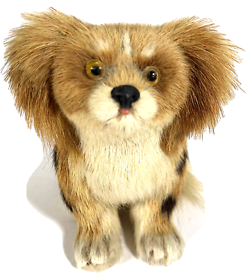 Vtg Realistic Rare Real Hair Dog like Pekingese Stuffed Animal Glass Eyes. $21.99