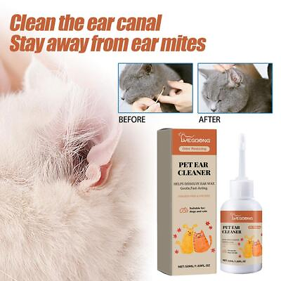#ad 50ML Ear Cleaner Drops for Pet Dog Puppy Cat Kitten Kill Ear Mites Fluid $3.85
