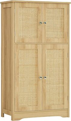 #ad Storage Cabinet Rattan Cabinet with 4 Rattan Doors amp; Adjustable Shelf $94.49