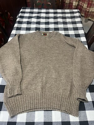 #ad Vtg Boston Traders Mens Wool Sweater Pullover Tannish Brown Crew Neck Size Large $28.11