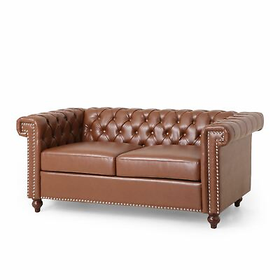 #ad Timber Contemporary Button Tufted Loveseat with Nailhead Trim $590.67