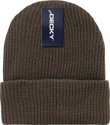 #ad Brown Ribbed Watch Cap Beanie Knit Winter Hat Stretch Snowmobile Ski Decky $6.26