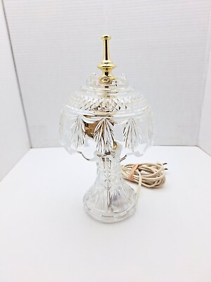 #ad Vintage Cut Crystal Glass Boudoir Bed Side Night Light Table Lamp 11quot; $45.99