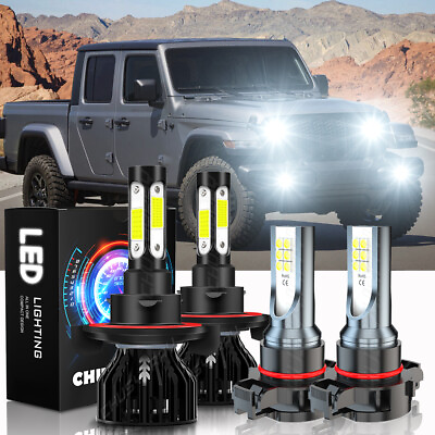 #ad For Jeep Gladiator 2020 2023 4pc LED Headlight Hi Low Beam Fog Light Bulbs kit $39.99