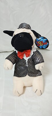 #ad Toy Works Pug Plush 9quot; Cream Sparkle Outfit with Hat Bow Standing Stuffed Animal $10.00
