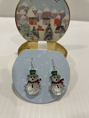 #ad Jingle amp; Joy Colorful Resin Snowman Earrings New In Festive Box $29.00