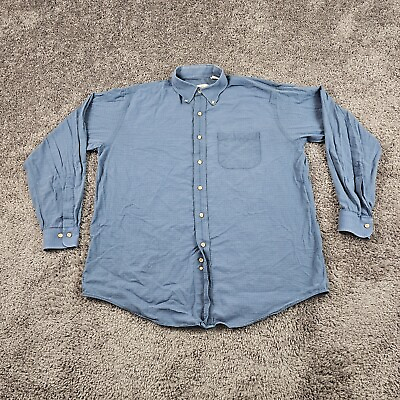 #ad Viyella Shirt Mens Large L Blue Check Wool Cotton Long Sleeve Made in USA $24.98