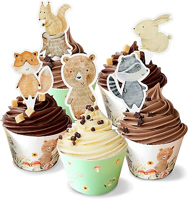 #ad Woodland Creatures Cupcake Toppers amp; Wrappers Serves 16 Guests $4.00