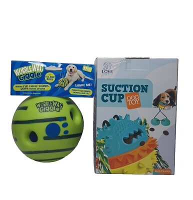 #ad Wobble Wag Giggle Ball Interactive Dog Toy Fun Giggle Sounds W Suction Cup Toy $23.95