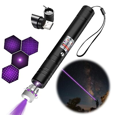 #ad Rechargeable Purple Laser Pointer Long Range 2000m High Power Pen for Hiking $24.57