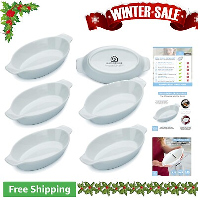 #ad Porcelain Mini Casserole Dish Set Oval Shape 6pc 14.5oz Capacity $68.99