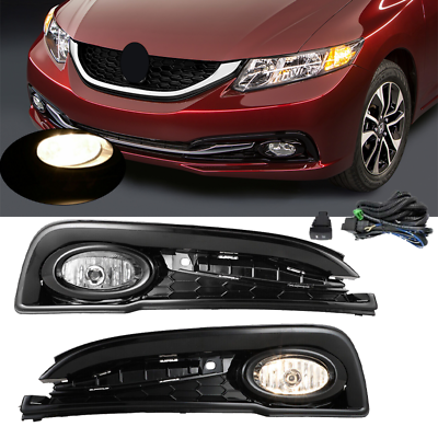 #ad Fits 2013 2014 2015 Honda Civic 4Dr Sedan Bumper Fog Lights Pair Fog Lamps LH RH $65.99