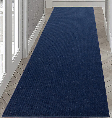 #ad Outdoor Custom Size Tough Collection Blue Skid Resistant Runner Rug Size By Ft $250.99