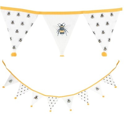 #ad Bee Print Bunting Bumble Bee Banner Summer Decor Double Layer 160cm Long GBP 9.99