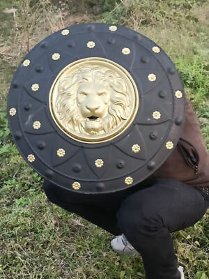 #ad Knight Armor Shield Medieval Lion Face Shield Iron Solid Steel Round Shield Gif C $240.17