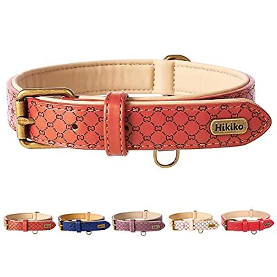 #ad Basic Classic Luxury Padded Leather Dog Collar Rust Proof Brass Strong Leat... $19.34