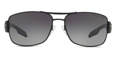#ad Prada PS 53NS Men#x27;s Sunglasses Black Rubber Frame Polarized Gray Gradient Lens $238.92