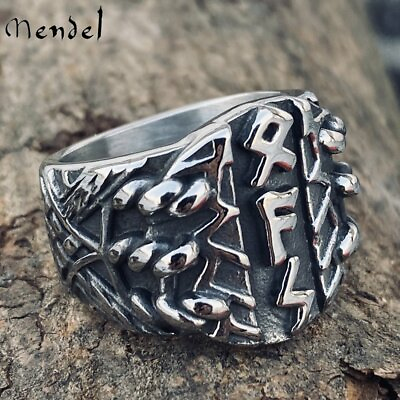 #ad MENDEL Stainless Steel Mens Norse Nordic Viking Rune Ring Men Jewelry Size 7 15 $13.99