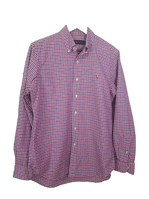 #ad Ralph Lauren Button Up Shirt Blue Red White Plaid Size M $5.00