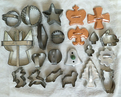 #ad 22 Cookie Cutters Antique amp; Vintage Lot most Tin. Holidays Animals Cards Scouts $19.99