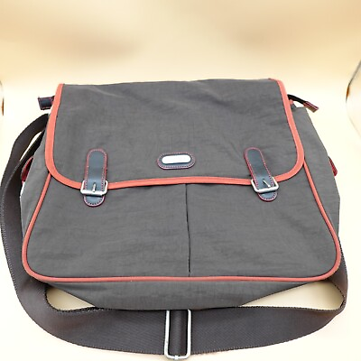 #ad Baggallini Messenger Bag Computer Travel Black Red Shoulder Strap 14x13x6 $29.95
