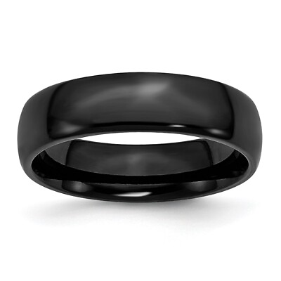 #ad 6mm Black Plated Stainless Steel Polished Domed Band $54.98