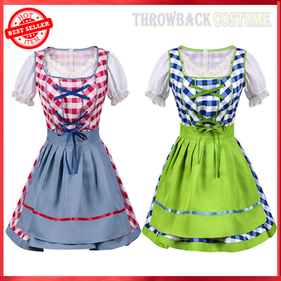 #ad Womens Dirndl Dress Bavarian German Traditional Oktoberfest Beer Girls Costume $42.99