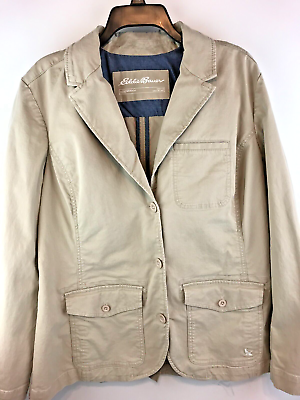 #ad Eddie Bauer Womens Size 18 Jacket Legendwash Button Front Back Vent Logo $22.99