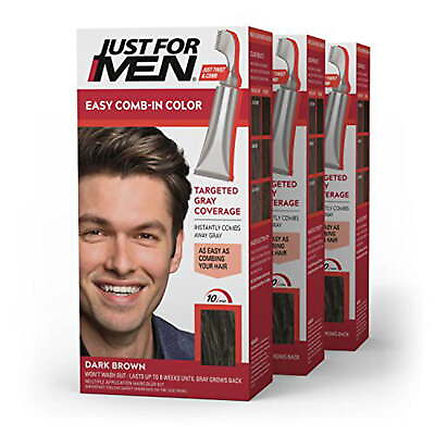 #ad Easy Comb in Hair Color for Men with Applicator Dark Brown A 45 3 Pack $23.24