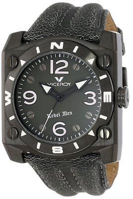 #ad Viceroy Men#x27;s 432119 55 quot;Rebelquot; Black Stainless Steel Watch NEW MSRP $510 $89.99