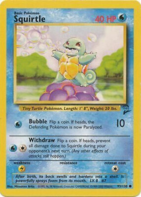 #ad Pokemon Card Base 2 Set 93 130 SQUIRTLE common NM $5.89