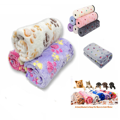 #ad Pet Dog Blanket Pet Cushion Small Dog Cat Bed Sleep Mat Paw Print Soft Warm US $6.64