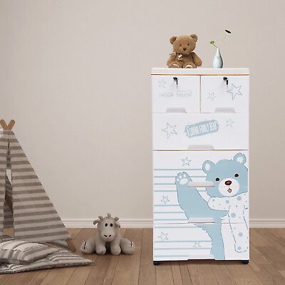 #ad Polar Bear Closet 6Drawers Tall Dresser Organizer Dolls Storage Cabinet 5 Layers $94.34