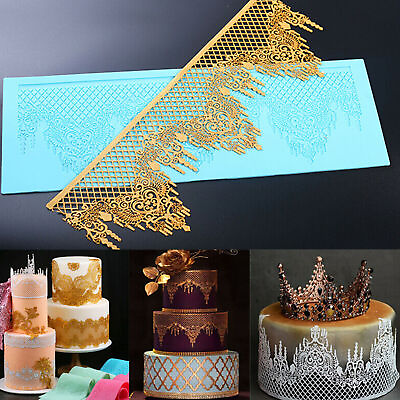 #ad Silicone Fondant Lace Mould Embosser Mat Sugar Cake Mold Decorating Tool Craft $10.99