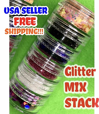 #ad Colorful Nail Glitter Powder Chucky Shape Nail Art 6 STACK Decoration Tips $9.84