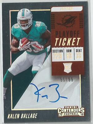 #ad Kalen Ballage 2018 Panini Contenders Playoff Ticket Rookie Autograph 55 99 $2.79