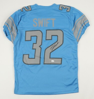 #ad D#x27;Andre Swift Signed Detroit Lions Custom Football Jersey w COA $71.40
