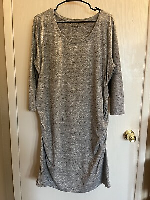 #ad Liz Lange Maternity Gray Midi Ruched Dress Size XXL $14.00