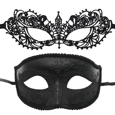 #ad Couple 2pcs Masquerade Masks Costume Ball Wedding Cosplay Party Mask $11.39
