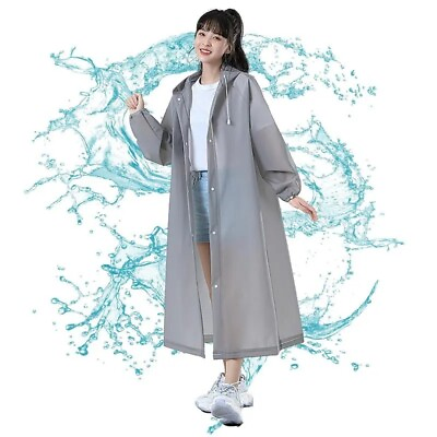 #ad Unisex Adult Waterproof Raincoat Rain Coat Hooded Jacket Poncho Rainwear Camping $6.34