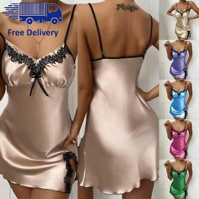 #ad ⭐️️Sexy Lingerie Womens Satin Lace Silk Babydoll Nightdress Sleepwear Nightwear $13.09