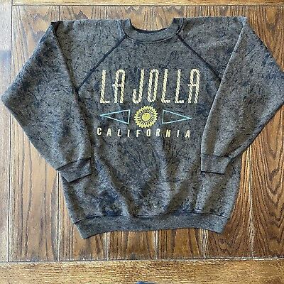 #ad Men’s Vintage 90s La Jolla California Sweatshirt Size Large Big Logo Brown $15.95