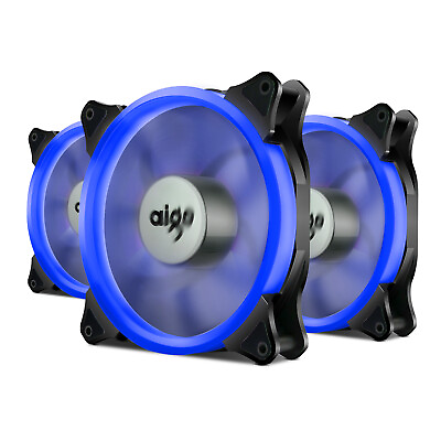 #ad Aigo 140mm Blue LED Halo PC CPU Gaming Computer Case Cooling Neon Clear Fan Mod $7.90