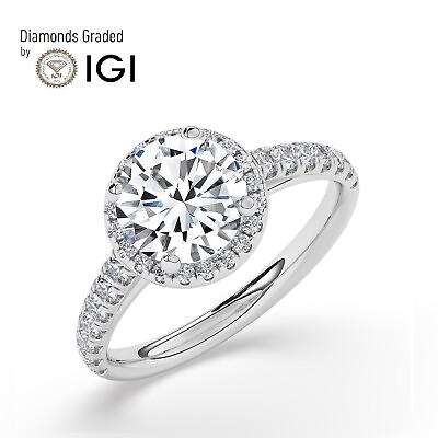 #ad IGID VS1 2CT Solitaire Lab Grown Round Diamond Engagement Ring 950 Platinum $1611.20