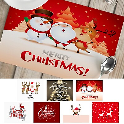 #ad Christmas Linen Placemat Insulated Mat Table Mat Party Home Napkins Holiday $6.97