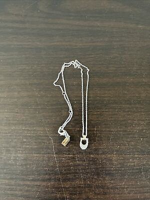 #ad COACH Horseshoe Pave Signature Necklace Metal Logo Jewelry Silver Pendant $15.99