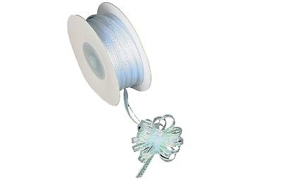 #ad 1 8quot; Nylon Iridescent LIGHT BLUE Pull String Bow Ribbon 50 Yards CLOSEOUT $4.95