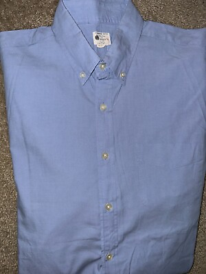 #ad Mens J Crew Sunwashed Oxford Long Sleeve Blue Button Up Shirt Medium EUC $17.99