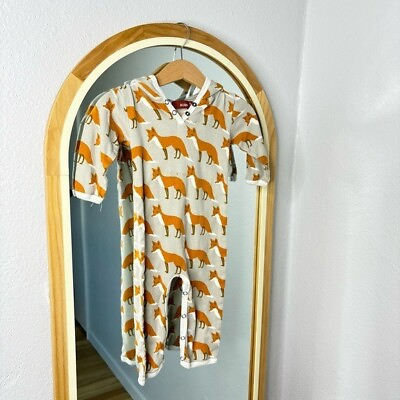 #ad Milkbarn fox print baby hooded one piece baby size 6 12 months $8.00